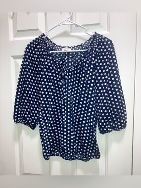 Cerule Womens Polka Dot Blouse Size Small
